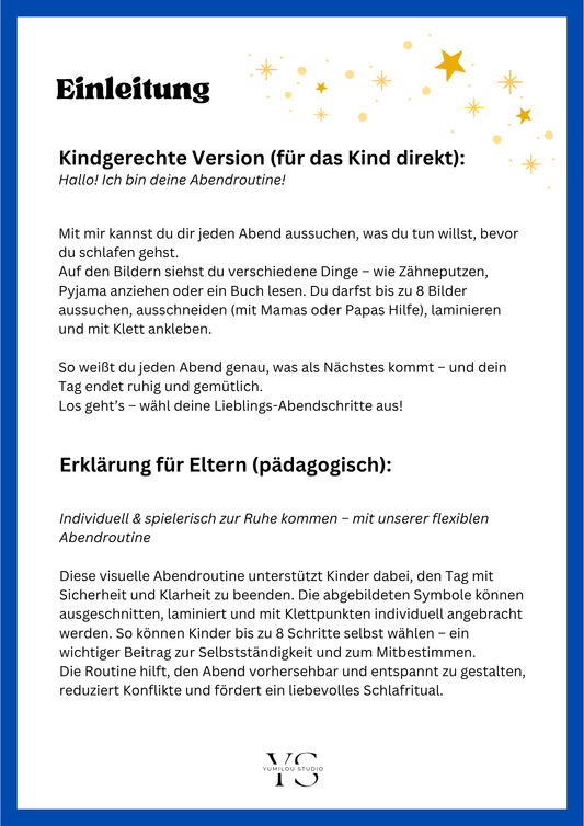 Abendroutine Kinder - PDF zum Ausdrucken