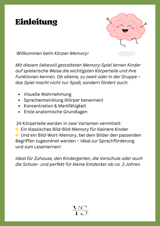Körper-Memory - PDF zum Ausdrucken